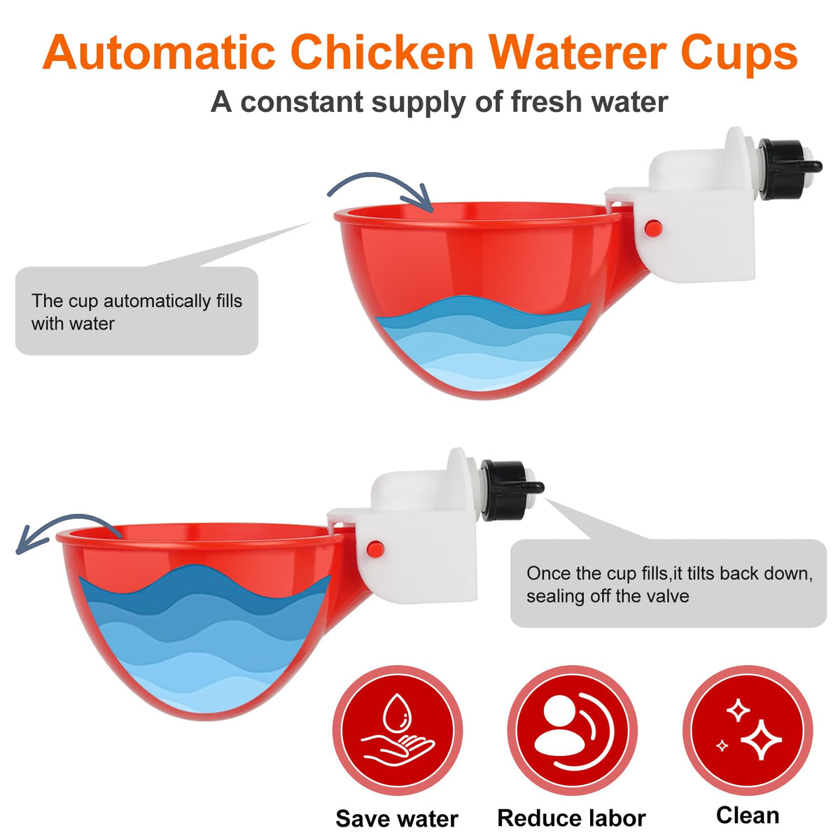 6 Pack Automatic Chicken Waterer Cups E29618