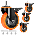 4 inch Threaded Stem Caster Wheels Set of 4 Heavy Duty Dual Locking F86156