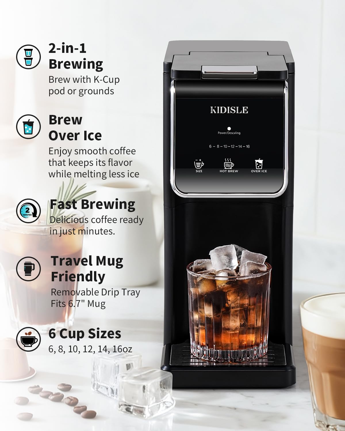 Black Single Serve Coffee Maker with 40oz Water Tank W814608