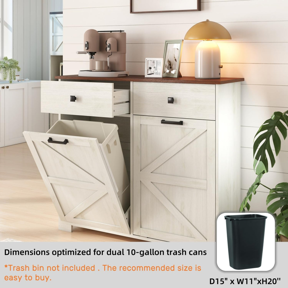 Double Tilt Out Trash Cabinet with Hideaway Drawer E420