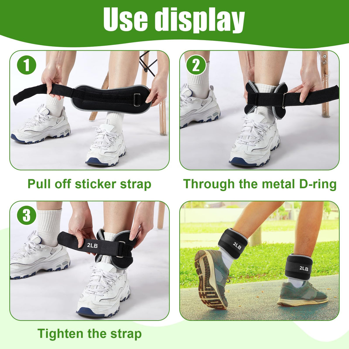 4 Pairs Adjustable Ankle Leg Weights Set W500333