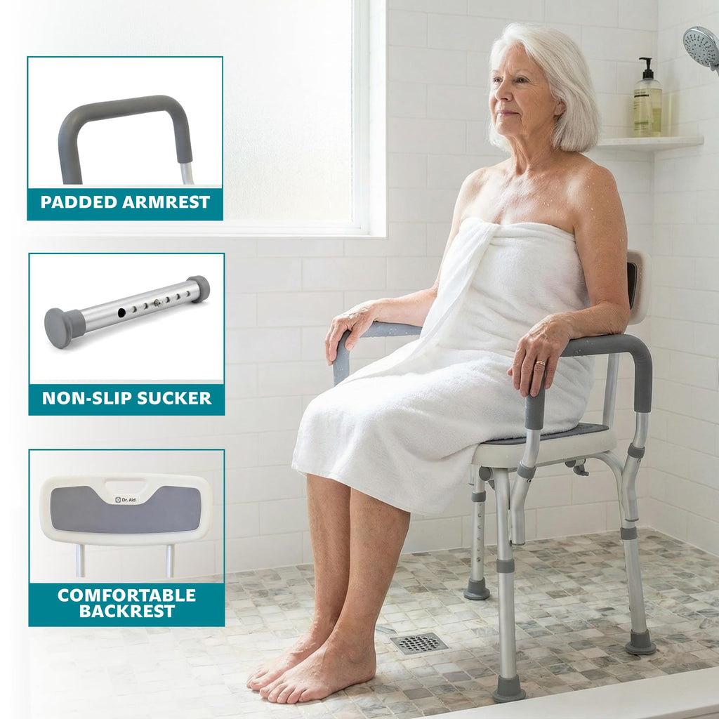 Shower Chair, 6-Height Adjustable, 400 lbs O174