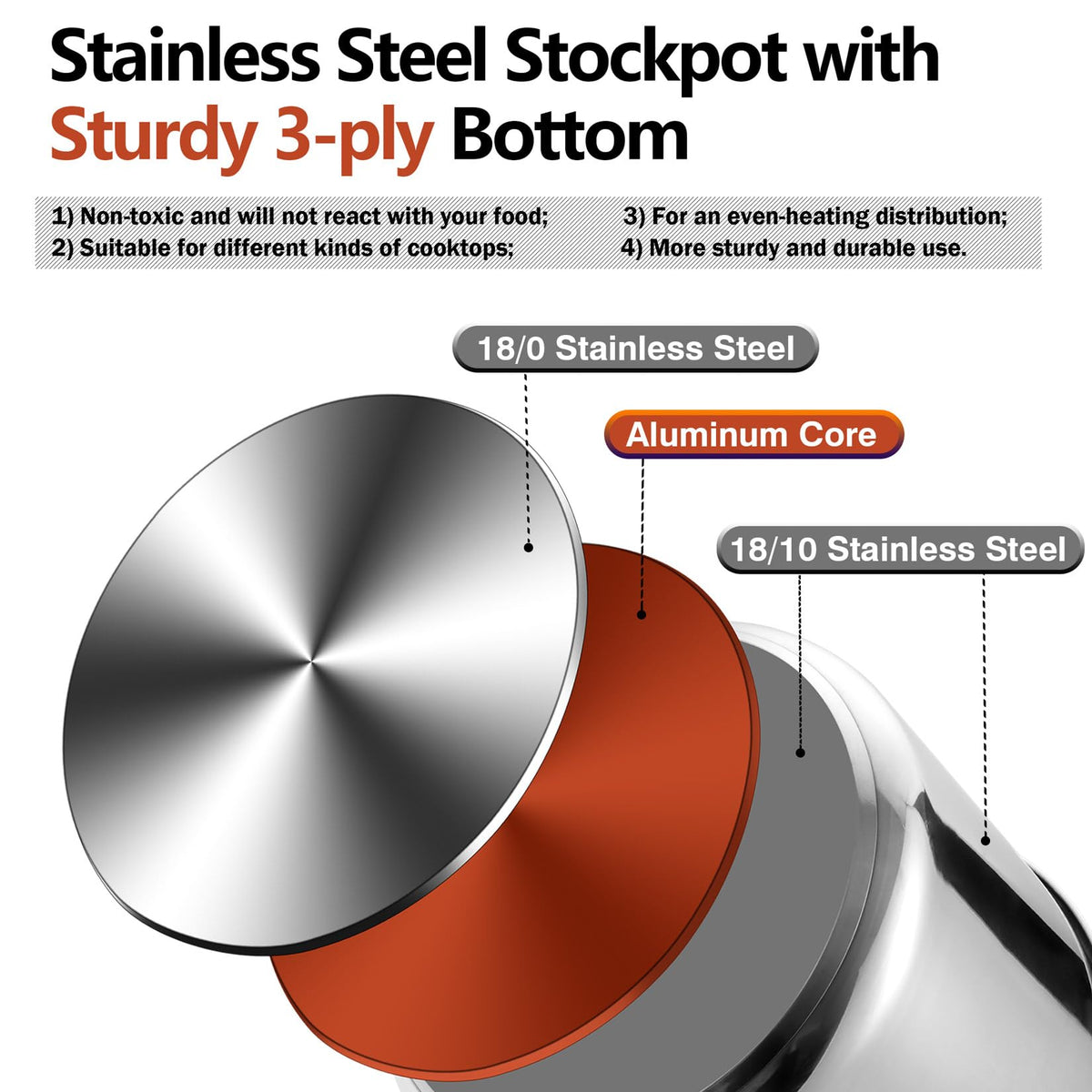 12 Quart Stainless Steel Stock Pot with Lid X1114