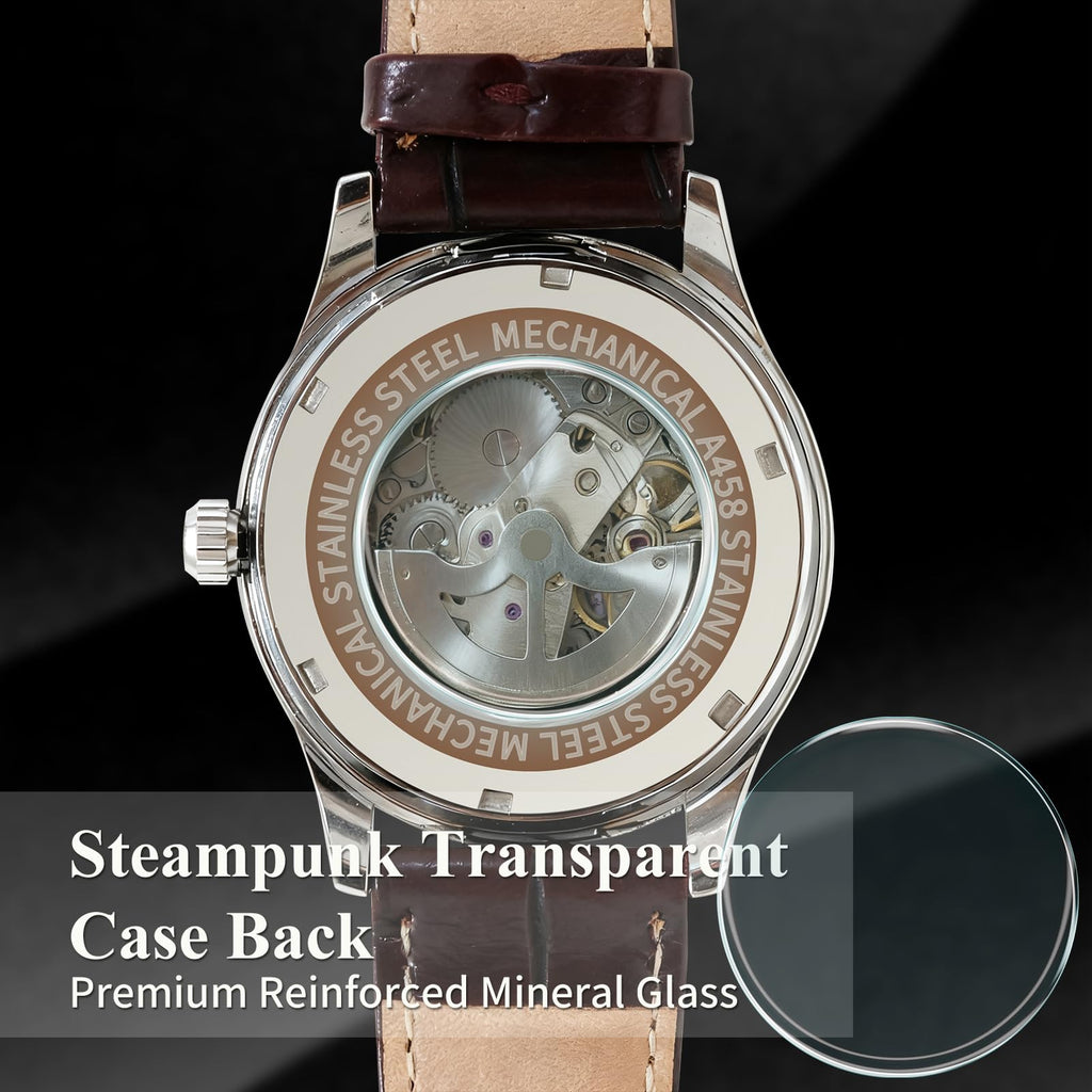 Mechanical Watch Automatic Self-Winding White Dial Blue Hands E367681