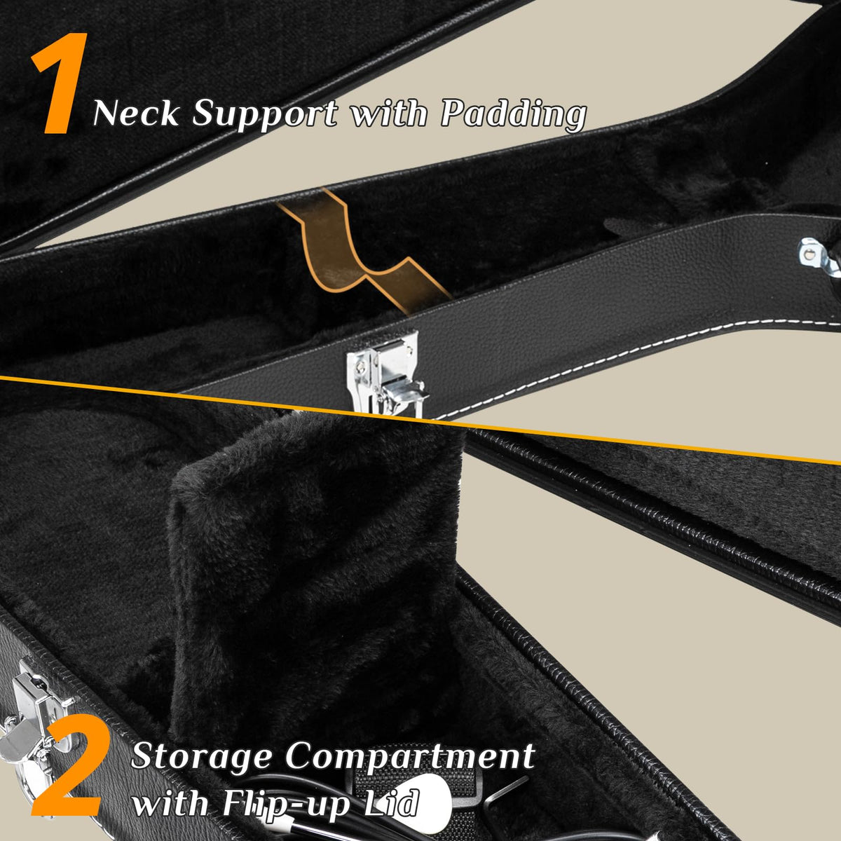 41 Inch Acoustic Guitar Hard Case with Lock Latch, Black E970
