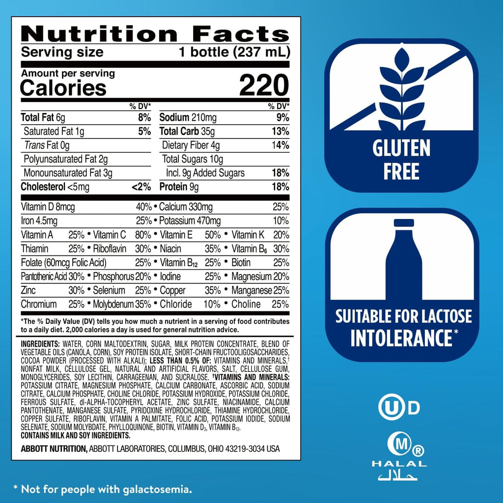 Milk Chocolate Nutrition Shake With Fiber, 24 Pack O72475