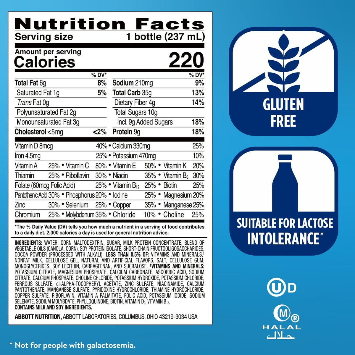 Milk Chocolate Nutrition Shake With Fiber, 24 Pack O72475