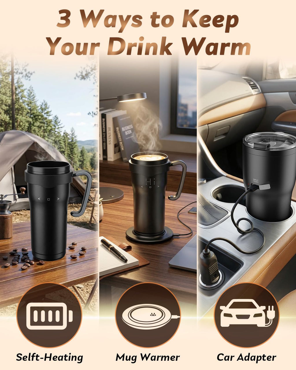 16oz Temperature Control Rechargeable Heated Mug X2642