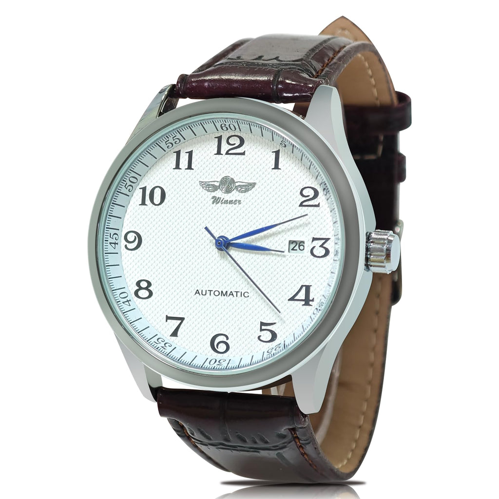 Mechanical Watch Automatic Self-Winding White Dial Blue Hands E367681