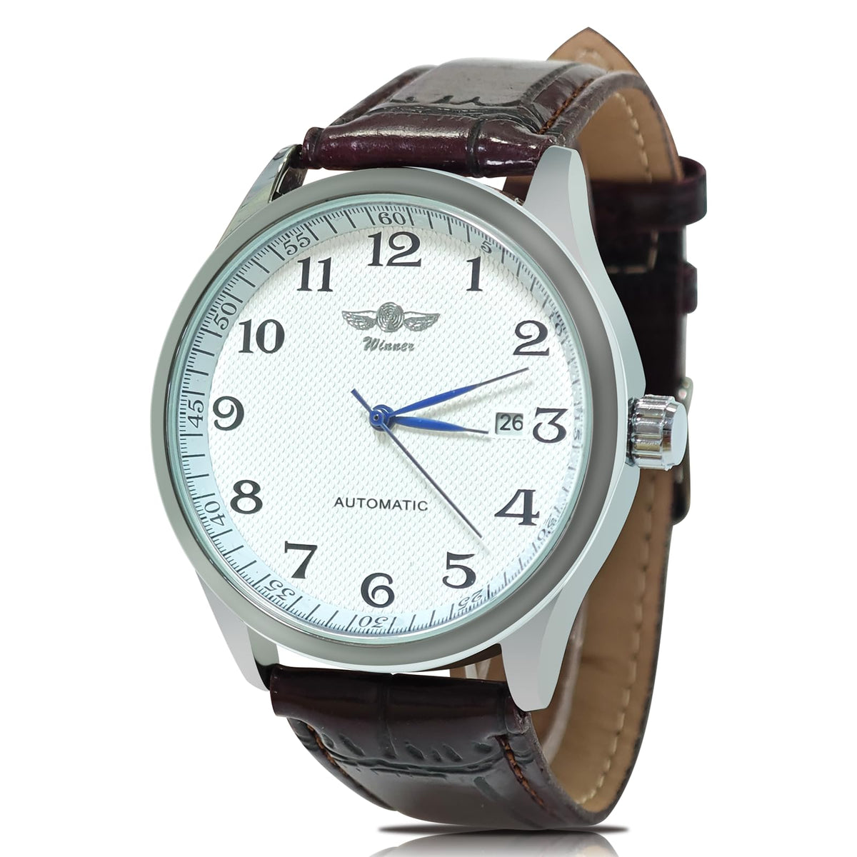 Mechanical Watch Automatic Self-Winding White Dial Blue Hands E367681