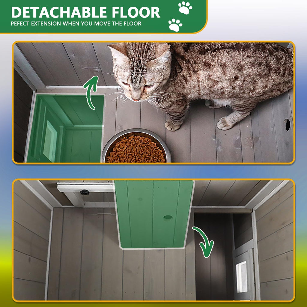 Weatherproof 2-Story Outdoor Cat House with Balcony T661641