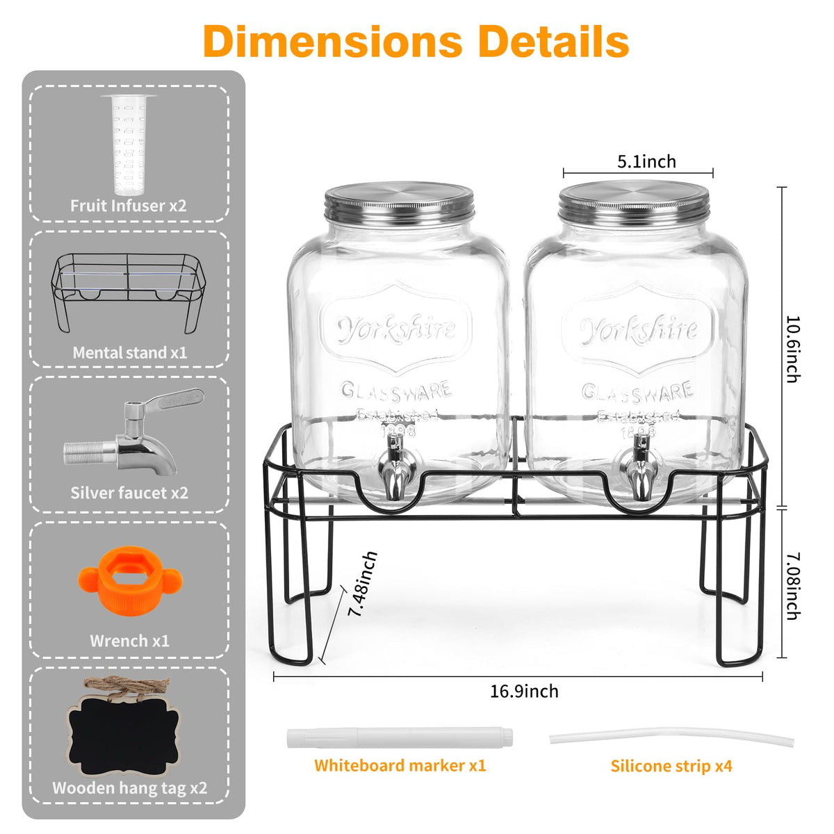 1.6 Gallon Glass Beverage Dispenser with Stand A6317