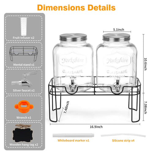 1.6 Gallon Glass Beverage Dispenser with Stand A6317