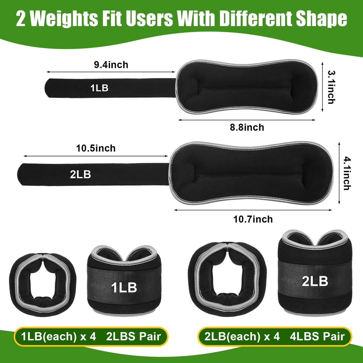 4 Pairs Adjustable Ankle Leg Weights Set W500333