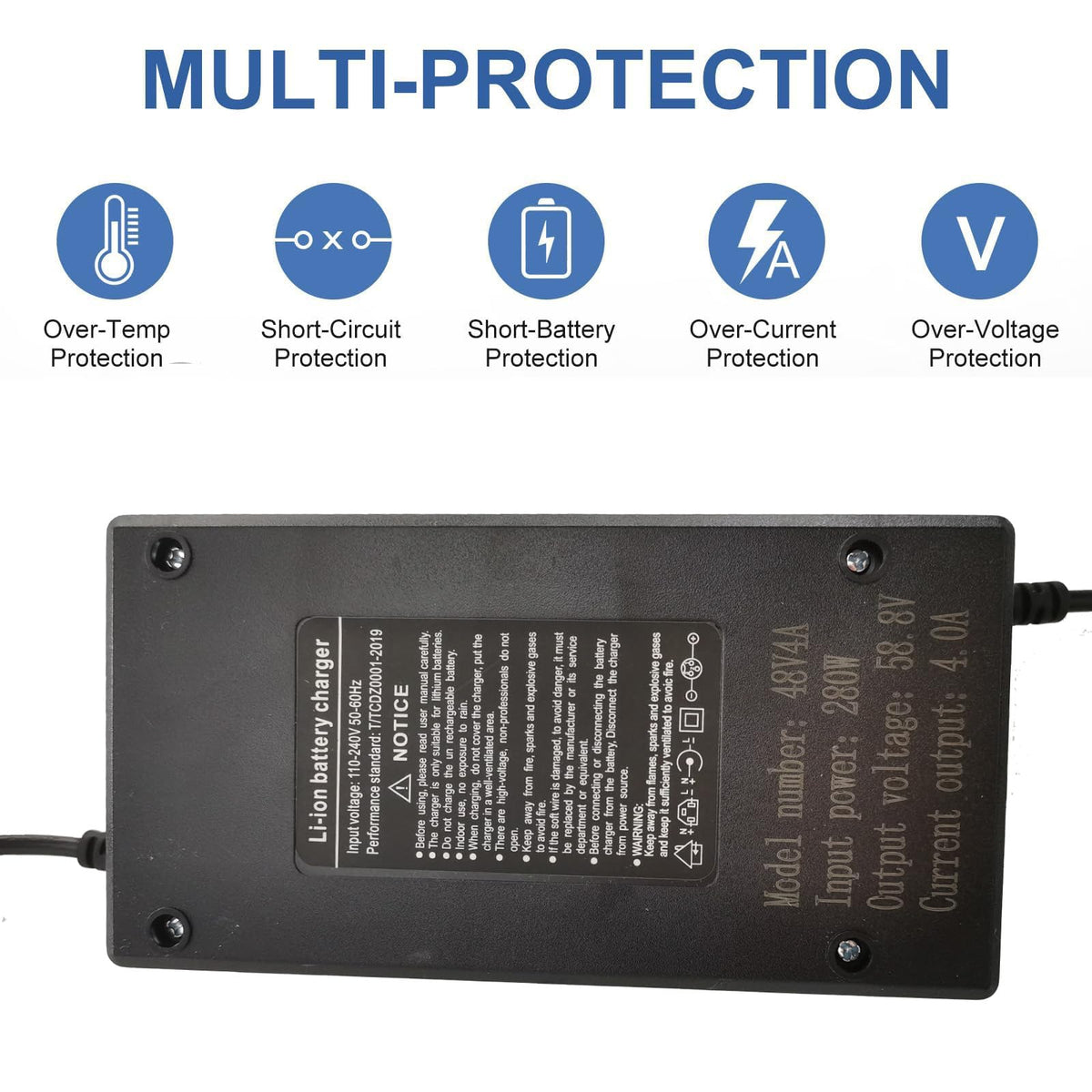 58.8V 4A 3-Plug Lithium Li-ion Battery Charger E93446