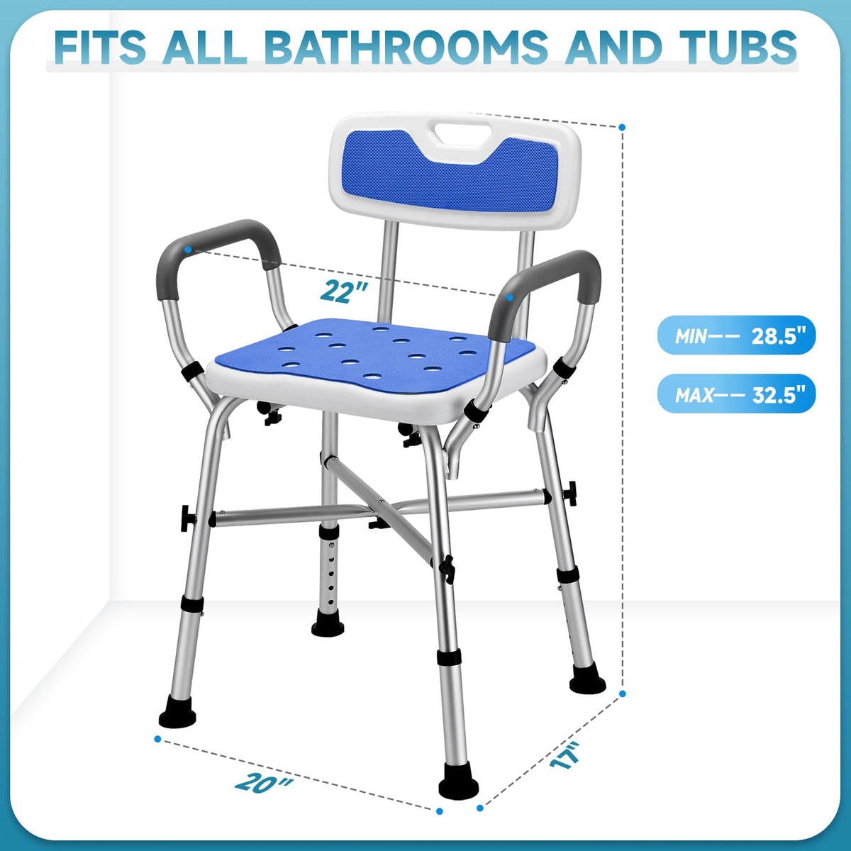 Adjustable Shower Chair with Arms and Back N51436