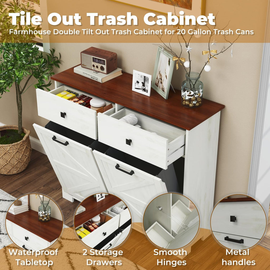 Double Tilt Out Trash Cabinet with Hideaway Drawer E420