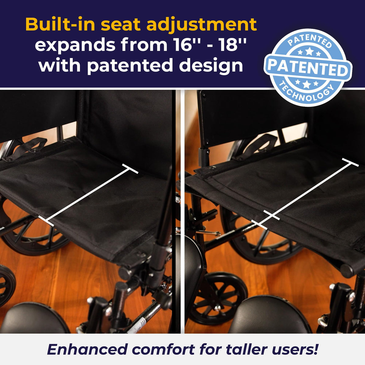 Lightweight Wheelchair Full Arms Black 18" C467