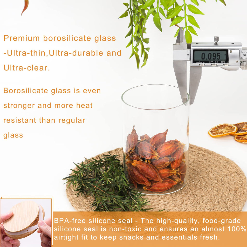 9 Pack 16 oz Glass Jars with Airtight Bamboo Lids B156147