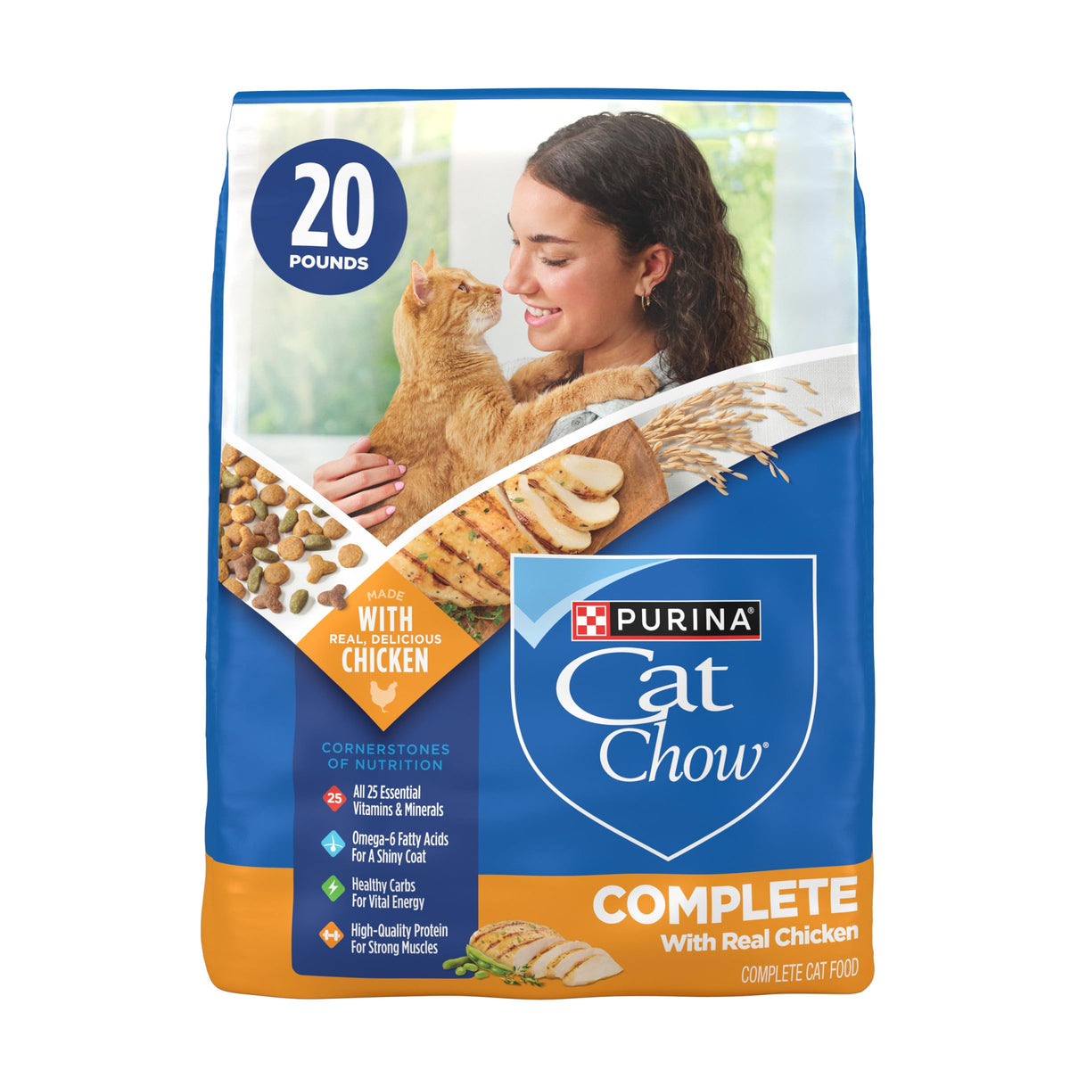 High Protein Dry Cat Food with Real Chicken 20 Pounds T711