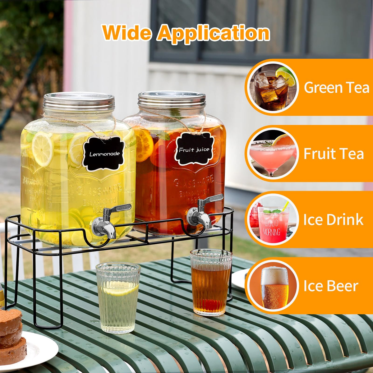 1.6 Gallon Glass Beverage Dispenser with Stand A6317