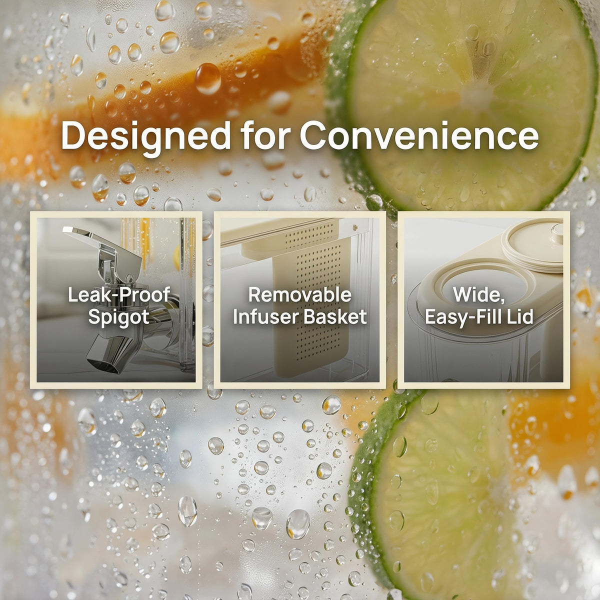 White Cold Beverage Dispenser with Faucet B81476