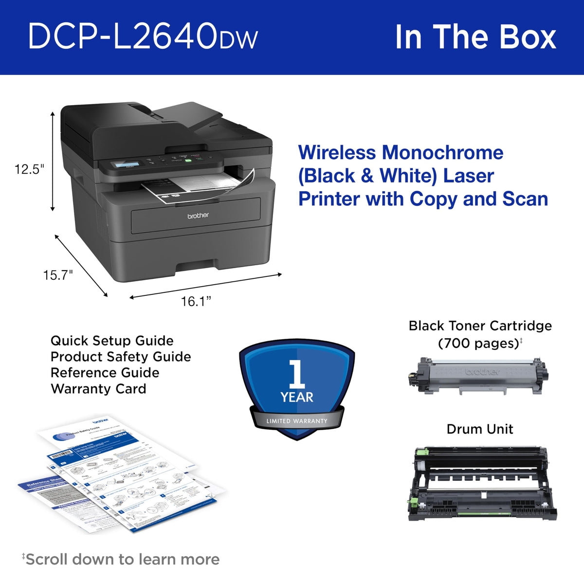 Wireless Compact Monochrome Multi-Function Printer X88853