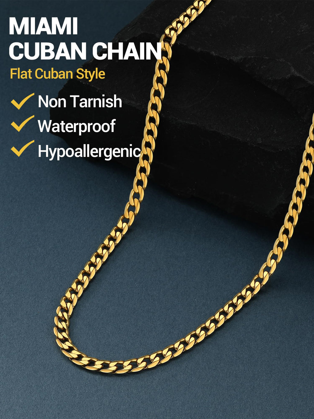 316L Stainless Steel Cuban Link Chain Necklaces K4099