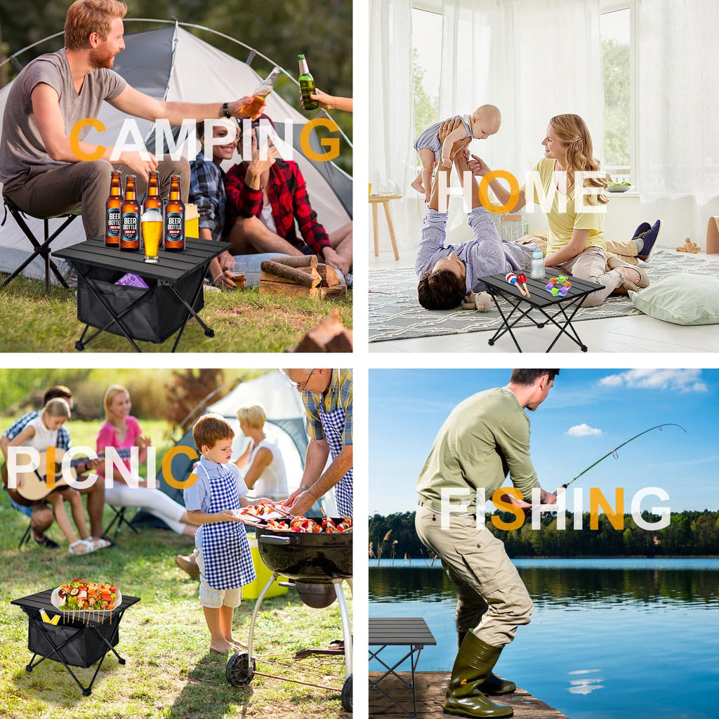 Foldable Aluminum Camping Side Table with Carry Bag X90080