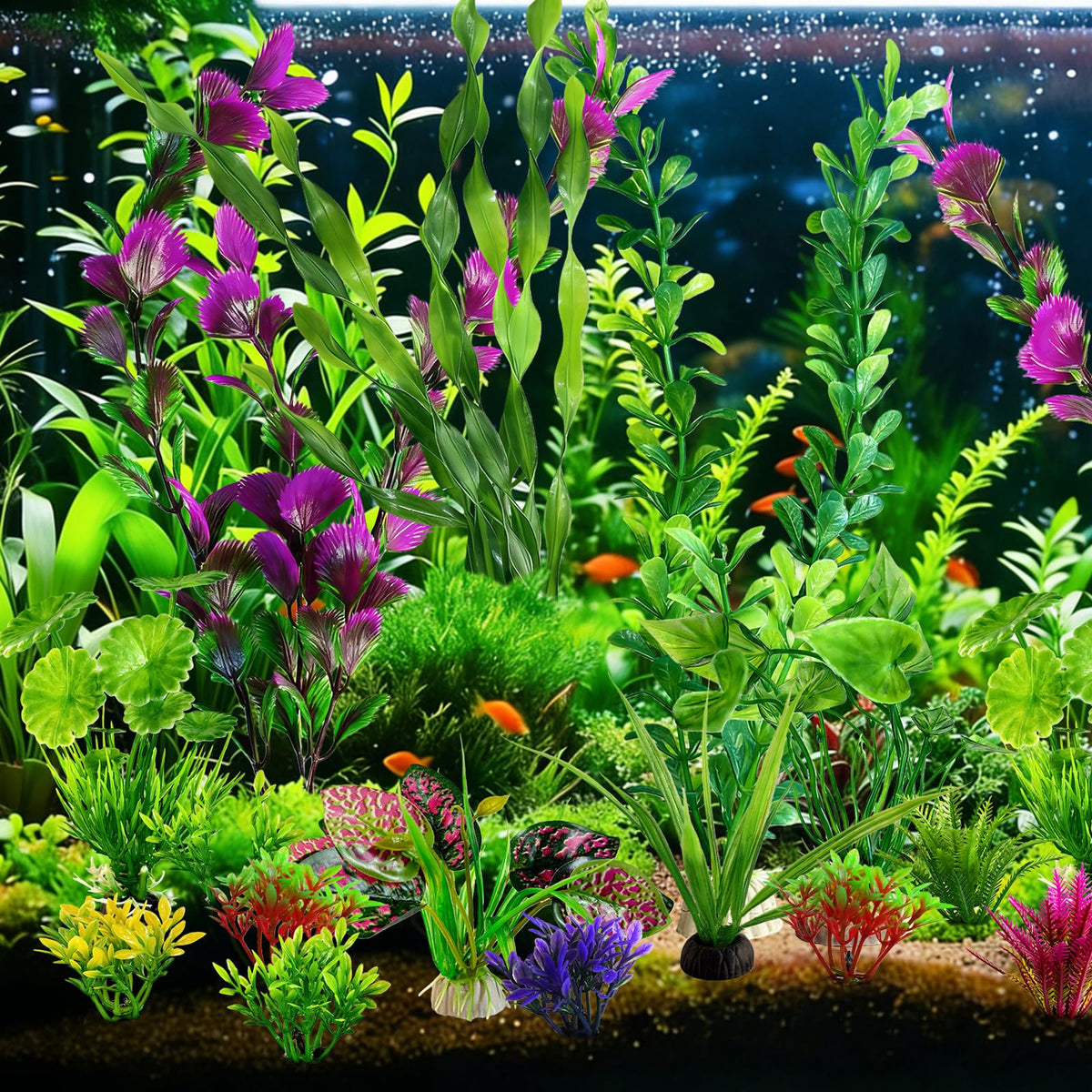 Artificial Aquarium Plants Green Plastic Fish Tank Decorations L638