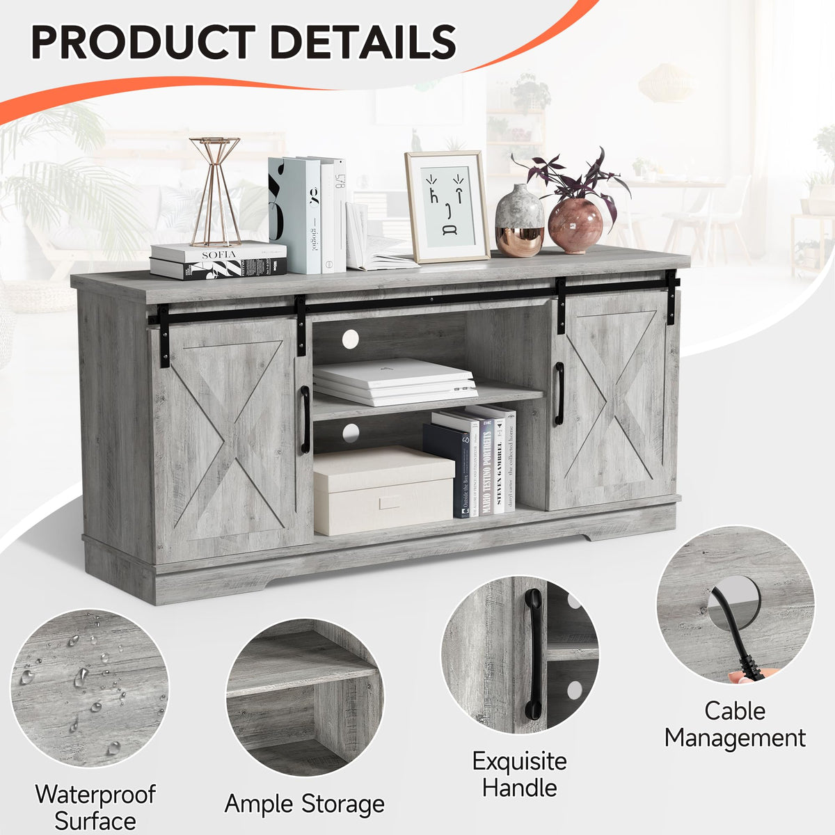 Farmhouse TV Stand for 65 Inch TV D96130