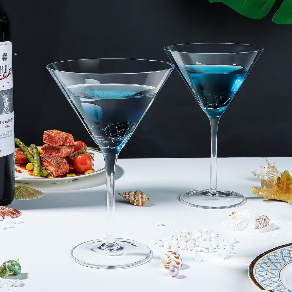 Blue Crackle Martini Glasses O648924