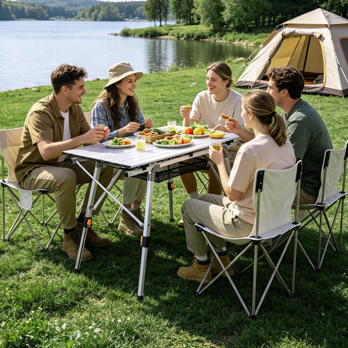 Lightweight Aluminum Folding Camping Table White M931