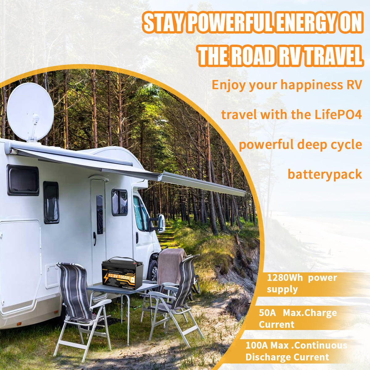 12V 100Ah LiFePO4 Deep Cycle Battery M5198