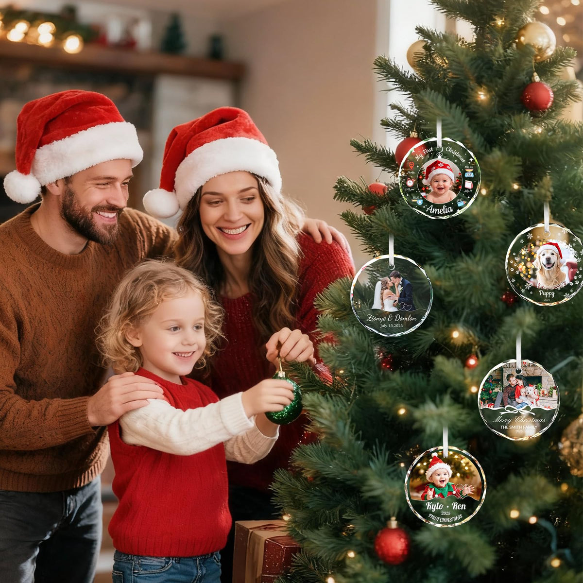 Custom Photo Crystal Glass Christmas Ornament T29590