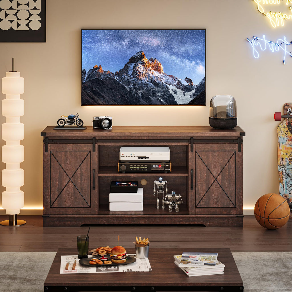 59 Inch TV Stand with Sliding Barn Doors J62930