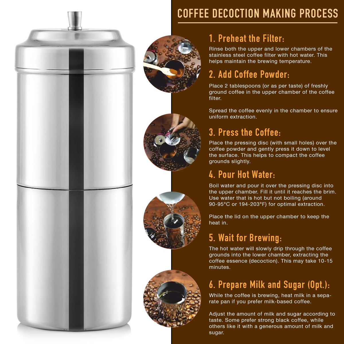10 oz Stainless Steel Drip Coffee Maker I86690