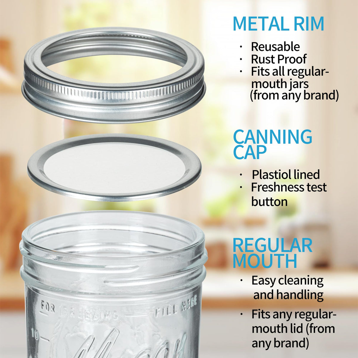 16 oz Wide Mouth Glass Mason Jars with Lids 8 Pack A9330