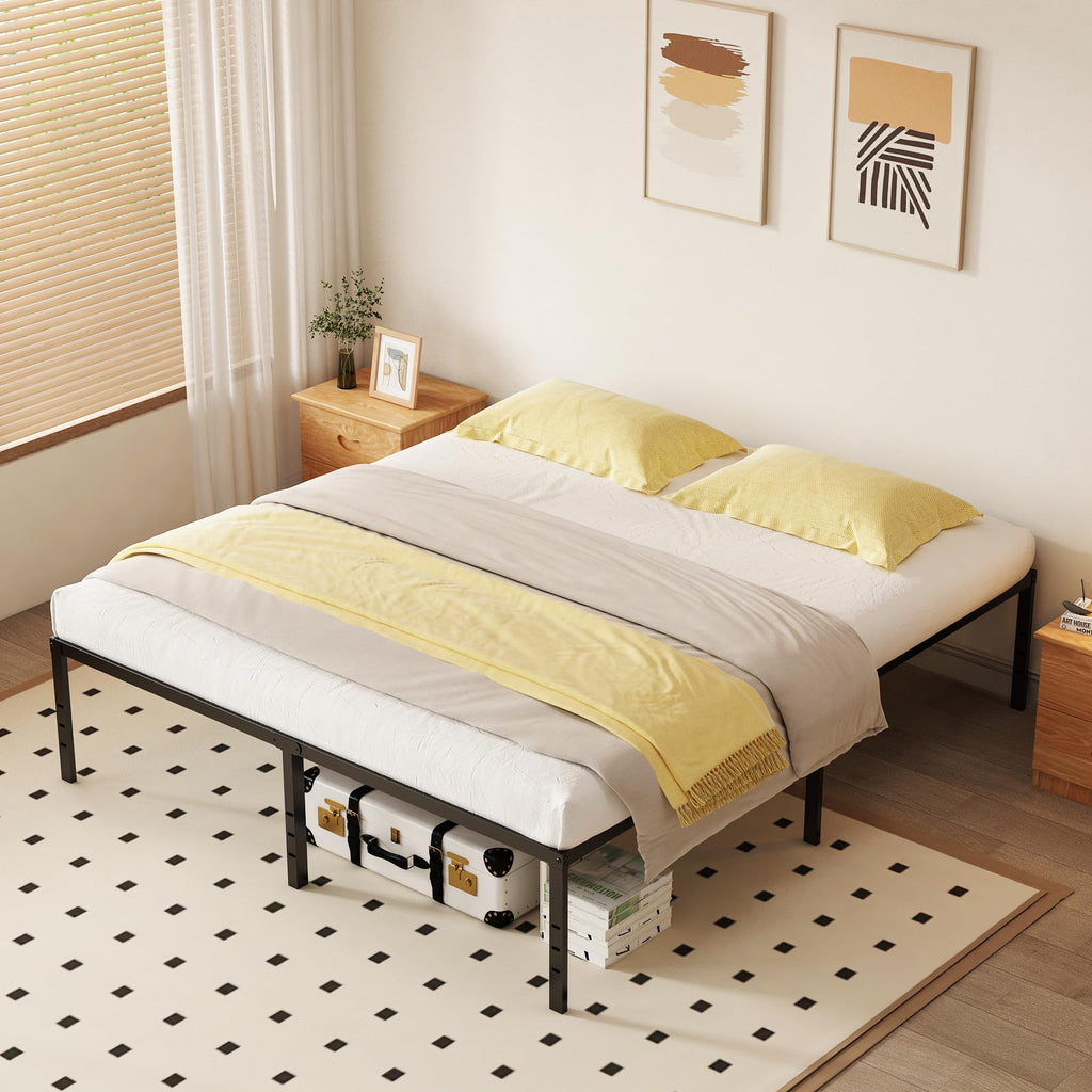 Queen 18 Inch Metal Platform Bed Frame, Black K82984