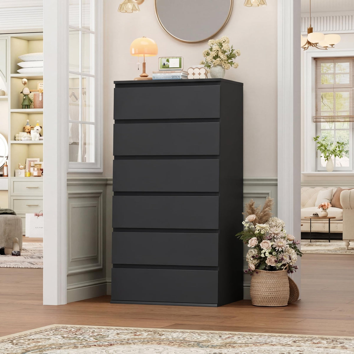Black 6 Drawer Dresser L65773
