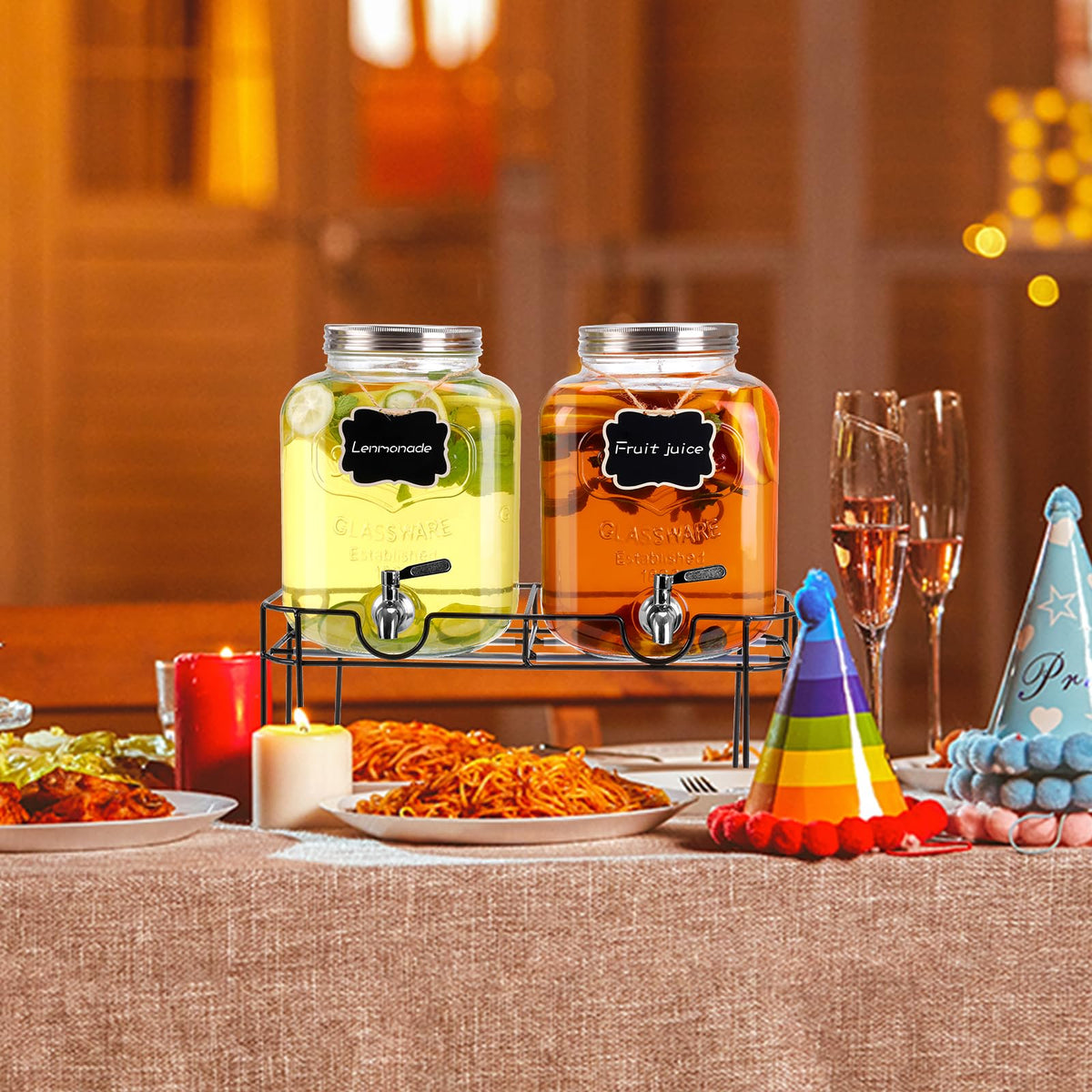 1.6 Gallon Glass Beverage Dispenser with Stand A6317