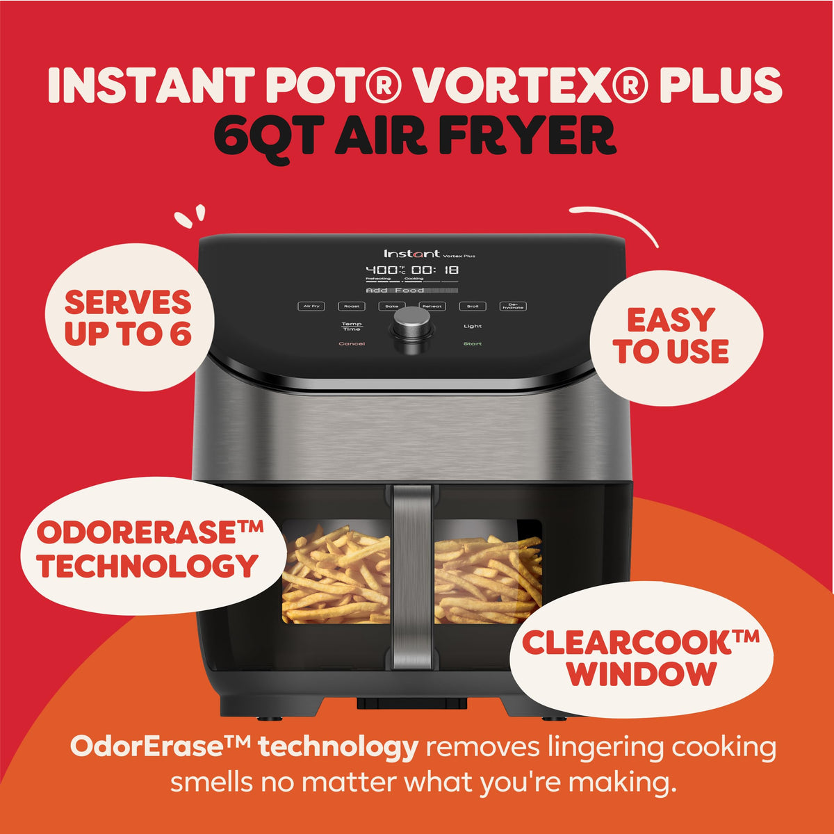 6 Qt 6-in-1 Air Fryer, Black M8197