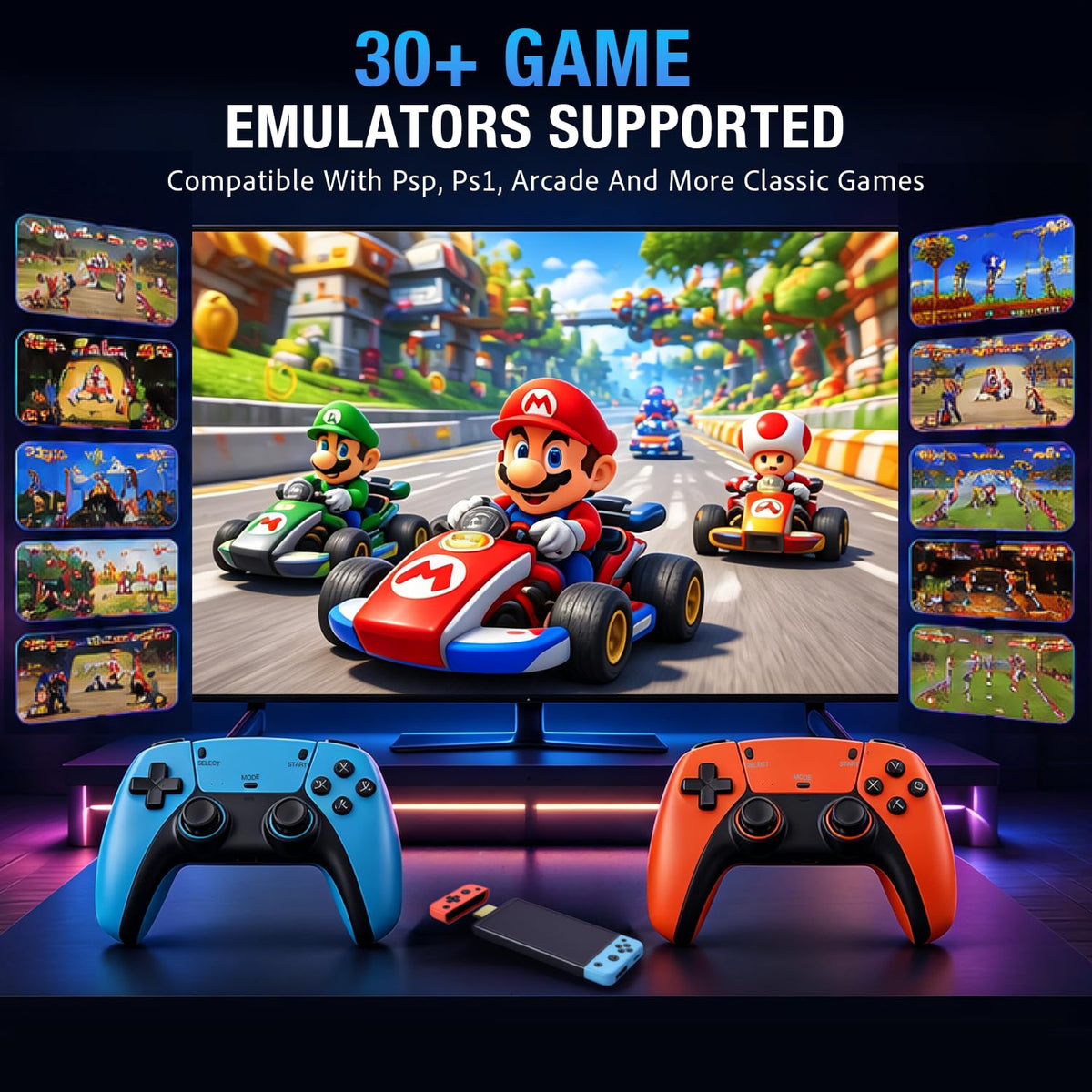 30000+ Games Retro Game Console, 4K HDMI Plug and Play Game Stick with 2.4GHz Wireless Controllers, 64GB 30+ Emulators I711