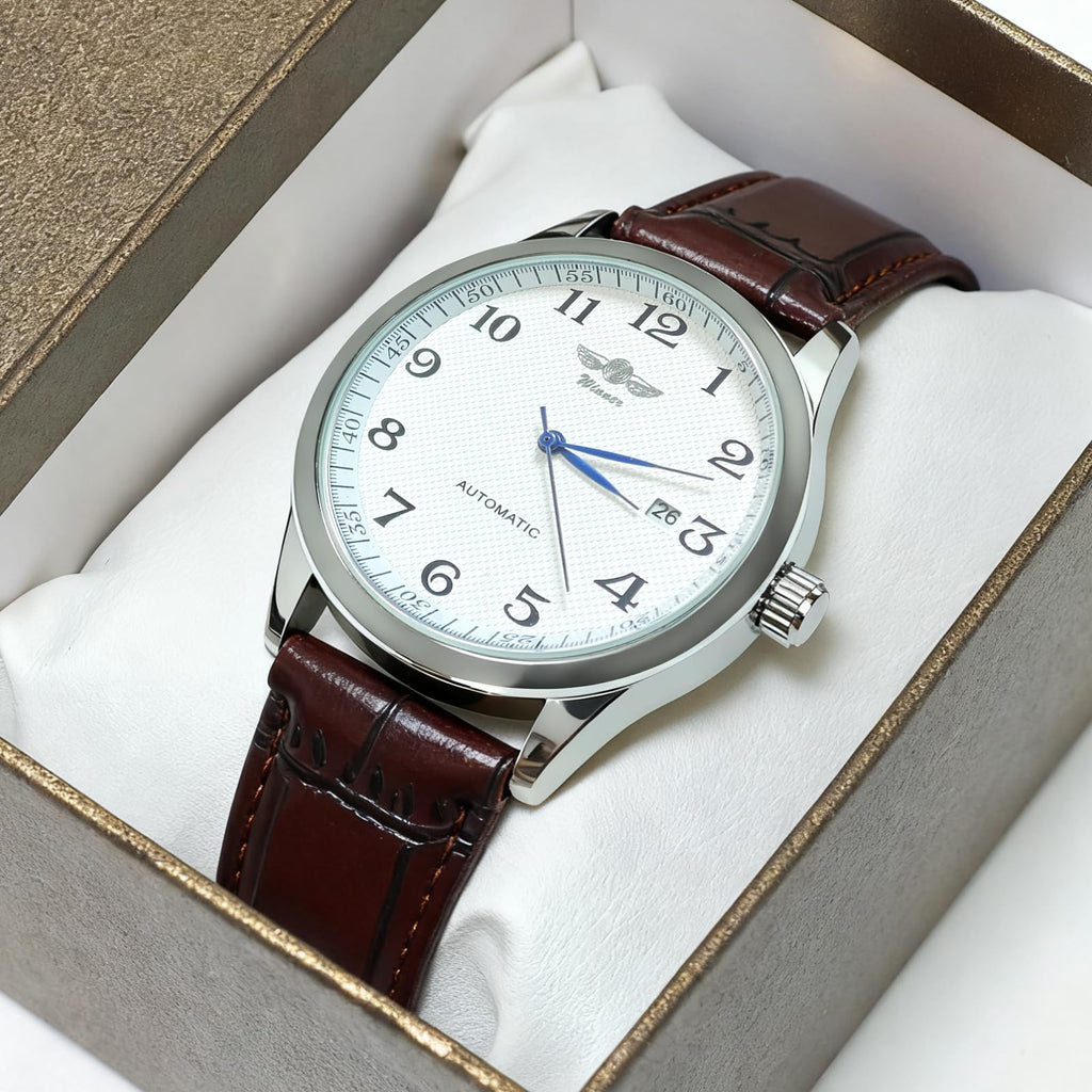 Mechanical Watch Automatic Self-Winding White Dial Blue Hands E367681