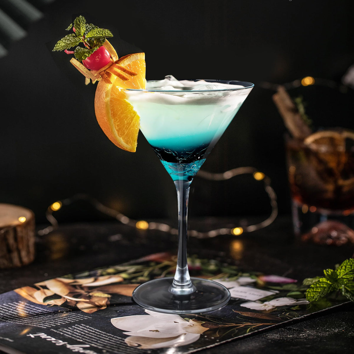 Blue Crackle Martini Glasses O648924