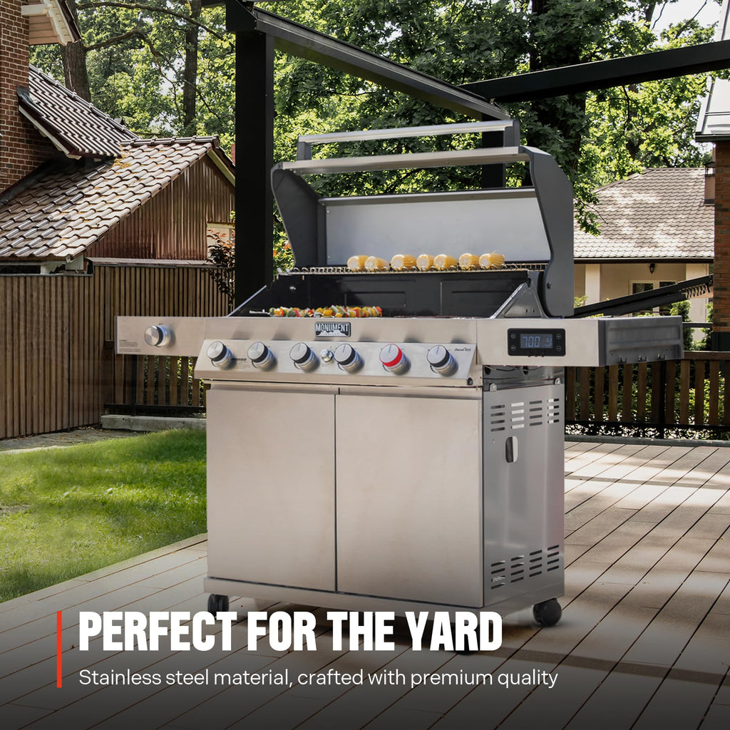 6+1 Burner Propane Gas Grill Stainless Steel 78,000 BTU with Side Sear Burner U9864