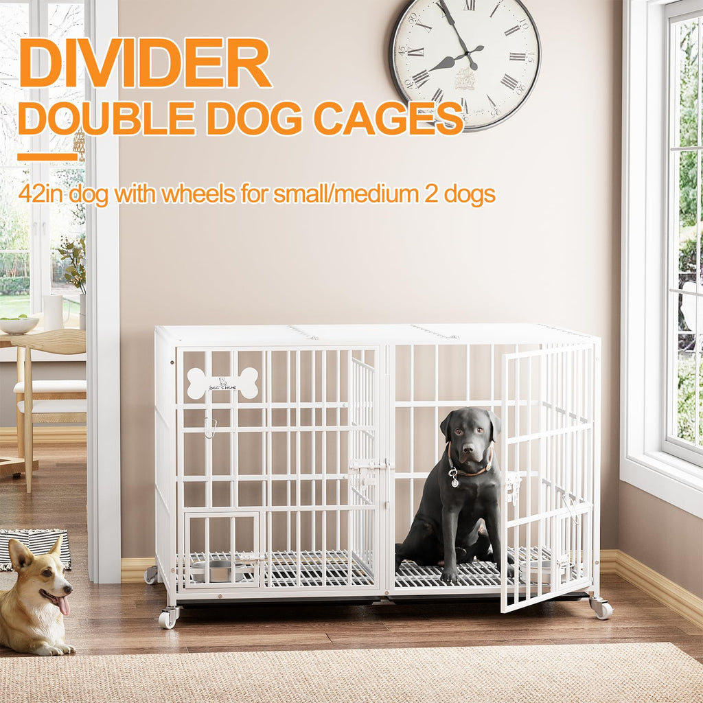 42" Heavy Duty Metal Dog Crate with Divider S765