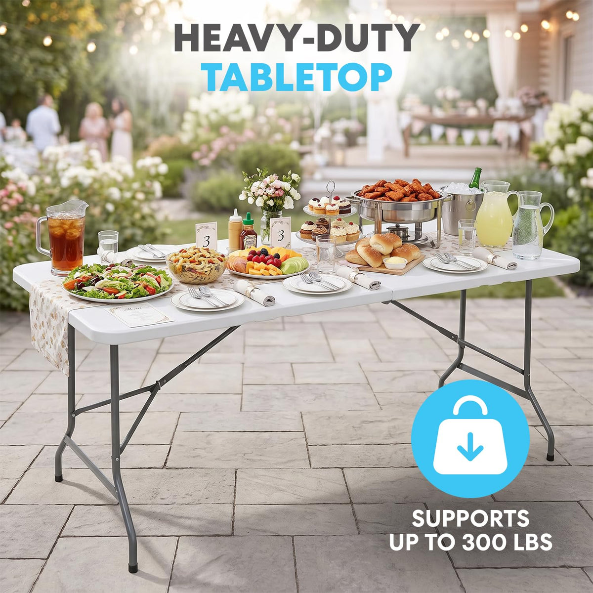White 6FT Foldable Table 2-Pack M8407