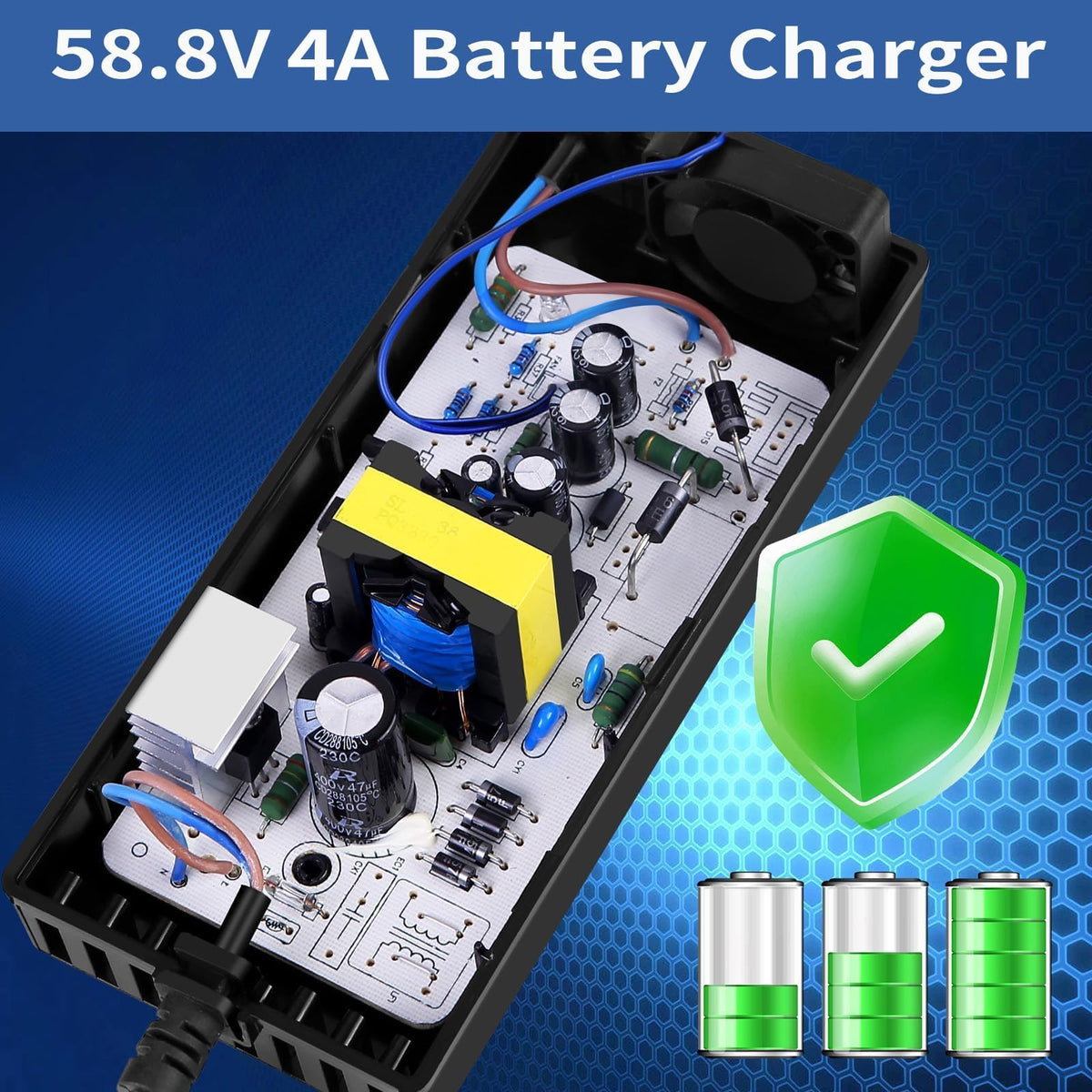 58.8V 4A 3-Plug Lithium Li-ion Battery Charger E93446