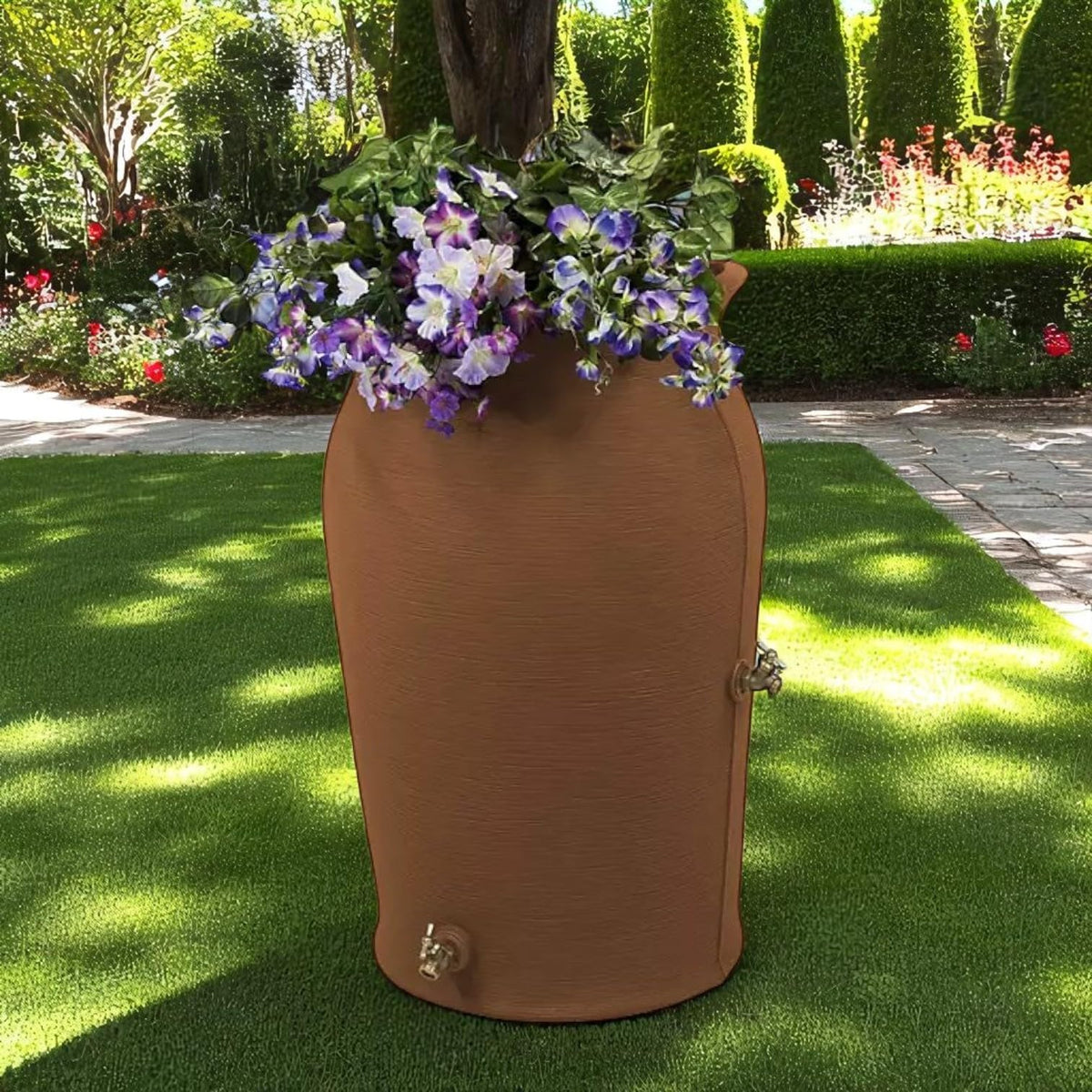 50 Gallon Brown Resin Rain Barrel with Planter Top H917867
